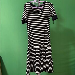 Universal Thread Striped Black and Cream Midi Dress
